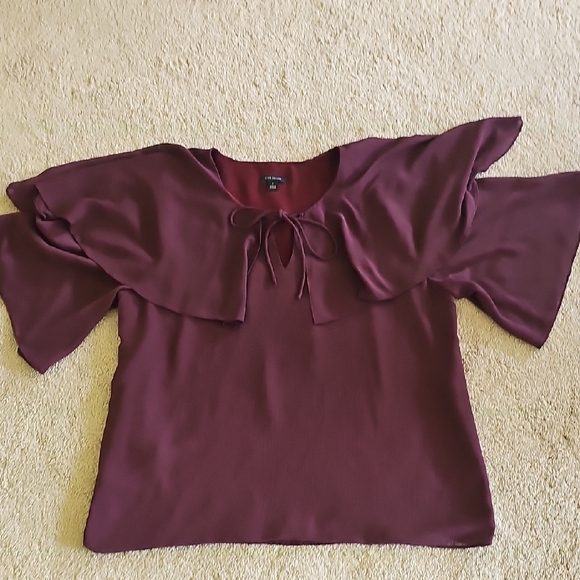 Ann Taylor Tops - Ann Taylor Red Ruffled Tie Front Blouse